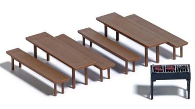 BUSCH 7782 — Скамейки, стулья и мангал, 1:87