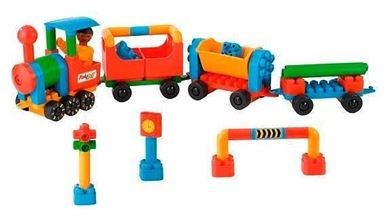 Poly-M 31062 — Набор «PlayWorld FUN TRAIN» из 62 элементов, сделано в Германии 