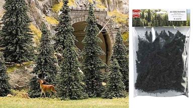 BUSCH 6572 — Ели без корневой основы (60 деревьев ~30—60 мм), 1:100—1:160