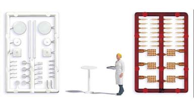 BUSCH 1831 — Столики (6 шт.) и официантка, 1:87