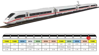 PIKO 51402 — Электропоезд 4-секционный «ICE 4»  BR 412 (декодер PluX20 и звук), H0, VI, DB AG