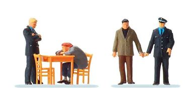 PREISER 10590 — Допрос (4 фигурки и мебель), 1:87