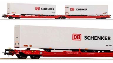 PIKO 24626 — Платформы T3000e с полуприцепами «Schenker» (2 вагона), H0, VI, DB AG