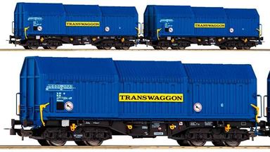 PIKO 58296 — Платформы с телескопической крышей (2 вагона) «Transwaggon», H0, V