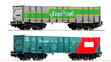 PIKO 27722-58737 — Полувагоны «РЖД» и «Евросиб» (2 вагона), H0, VI, РЖД