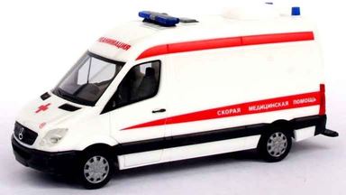 HERPA 900218 — Автофургон Mercedes-Benz® Sprinter скорой помощи «Реанимация», 1:87, Россия