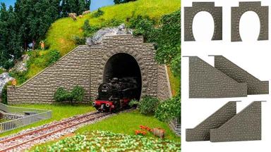 FALLER 120576 — Порталы тоннеля однопутные с откосами (2 арки), 1:87, 1880—1920