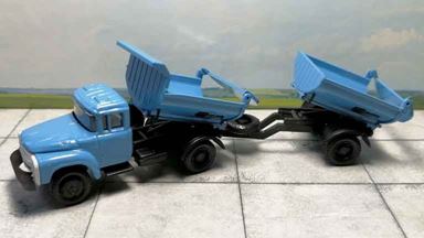 RUSAM-ZIL-130-71-660 — Автомобиль самосвал ЗИЛ 130 с полуприцепом (голубая кабина), 1:87, 1963—1986, СССР