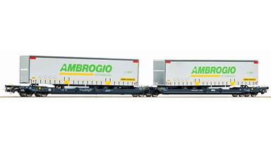 PIKO 24635 — Платформы T3000e с полуприцепами «Ambrogio», H0, VI, CEMAT