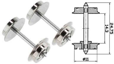 ROCO 40196 — Колёсные пары 2 шт. (AC, без изолятора) Ø11 мм, H0
